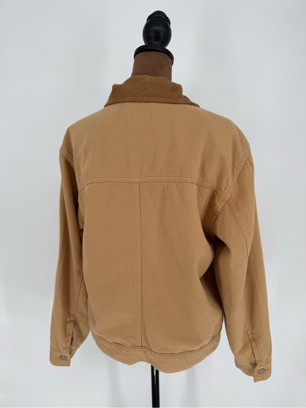 Reformation Harrison Denim Jacket Alder Tan Corduroy Collar XS - Picture 3 of 4